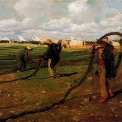 Joaquín Sorolla (1896): Pescadores recogiendo las redes. Impresionismo. Museo de Arte Moderno. Roma. Italia.
